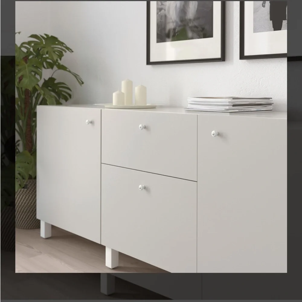 white porcelain 2/pac drawer Knobs Ikea Hishult retro!